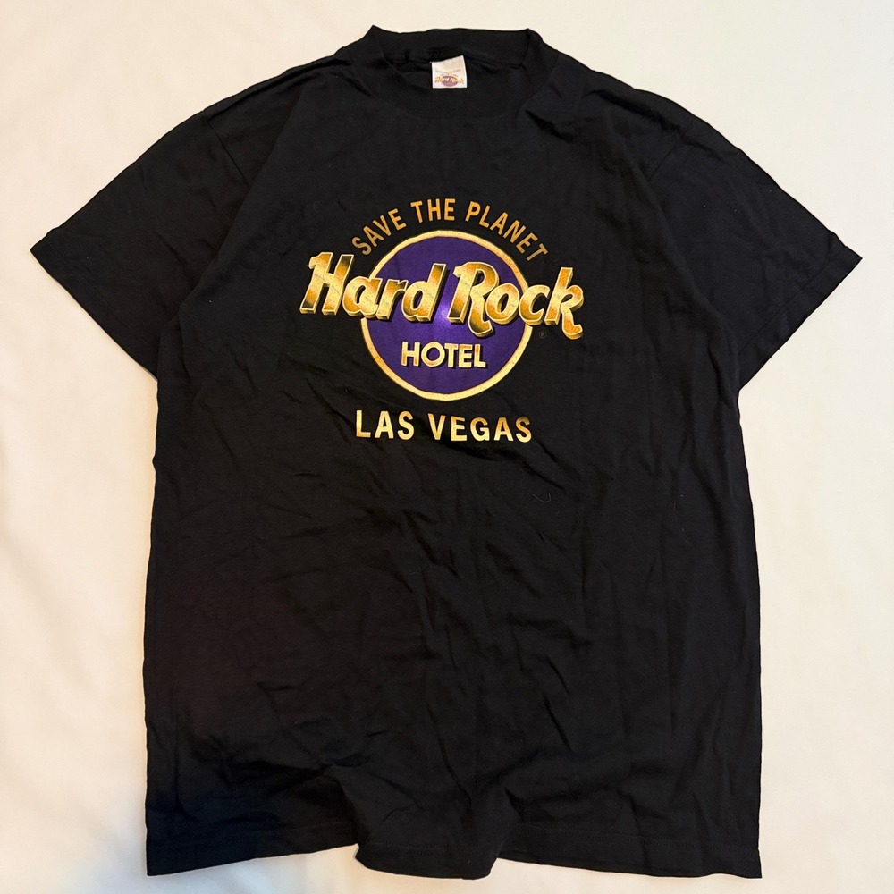 Hard Rock Hotel T-Shirt Men Large Black Vintage 90s Las Vegas Save The Planet